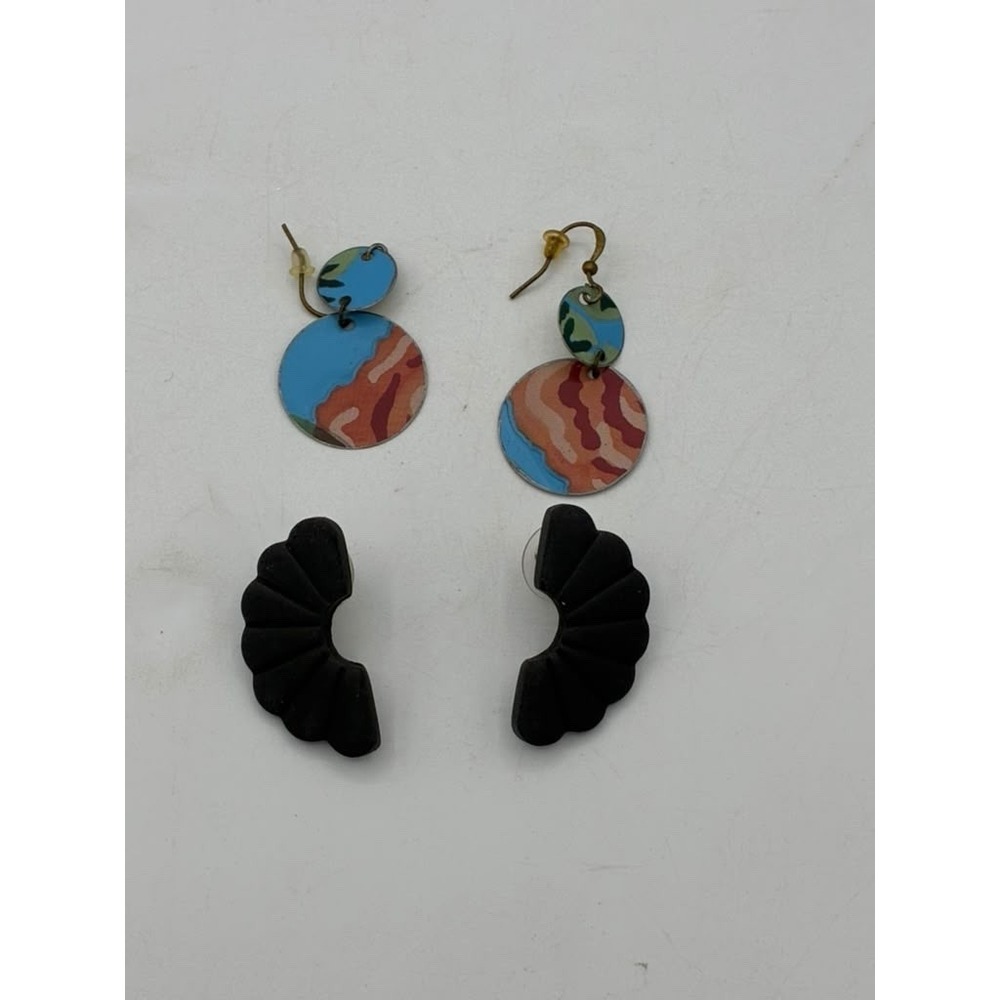 Vintage 90s - Set of 2 Abstract Pierced Earrings